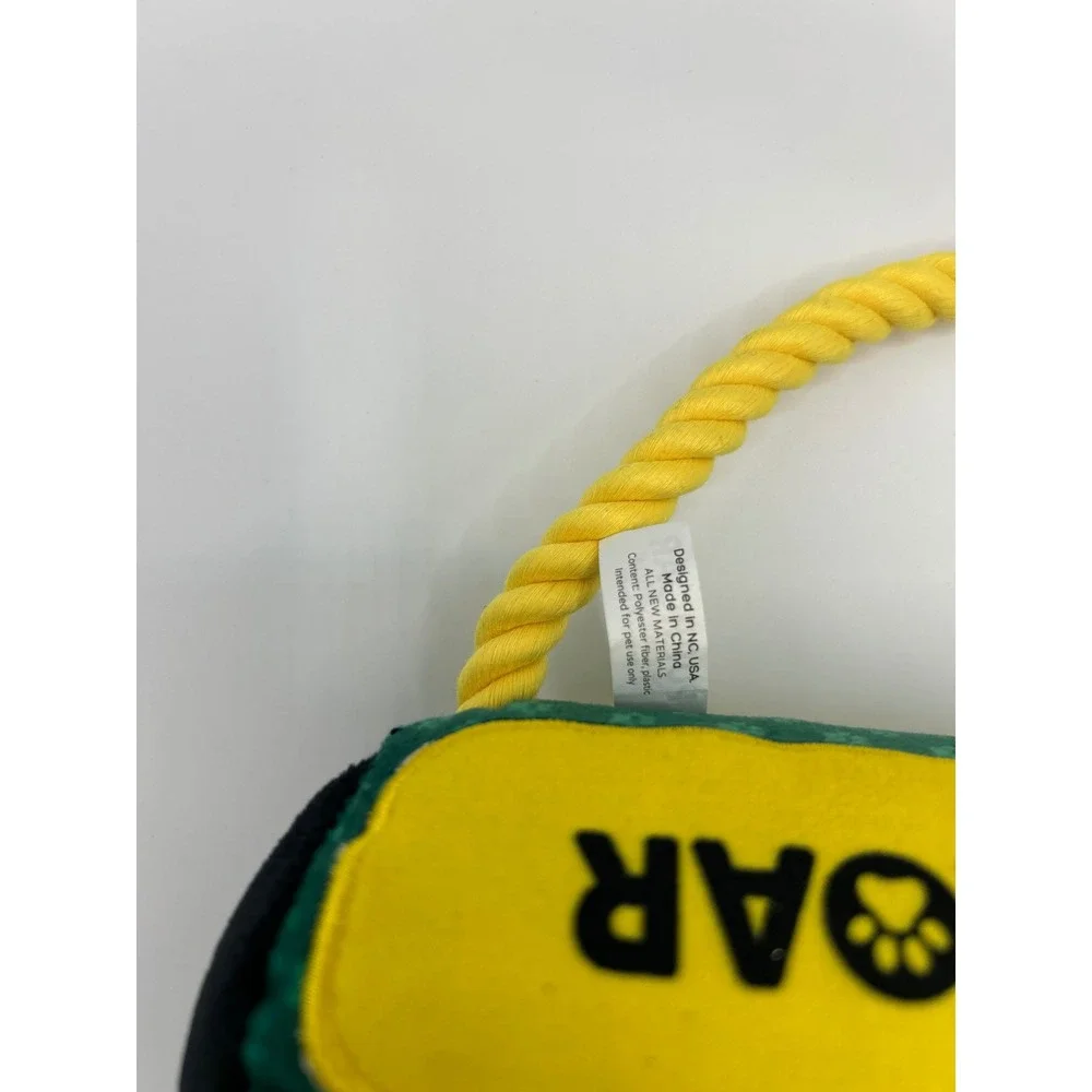Puproar Golf Bag Plush Squeaky Dog Toy with Rope Handle Green Yellow New